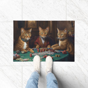 Abyssinian Cats Playing Poker Art Doormat