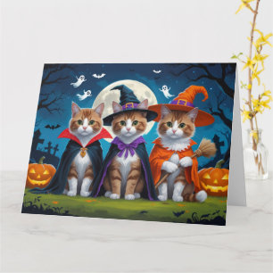 Abyssinian Cats Pumpkin Halloween Funny Card