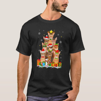 Abyssinian Christmas Tree Reindeer Cat Decoration T-Shirt