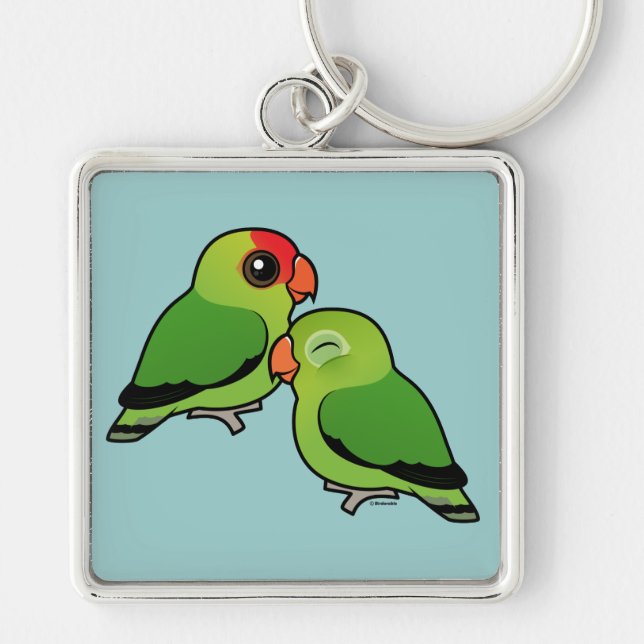 Abyssinian Lovebird Adorable Pair Keychain (Front)