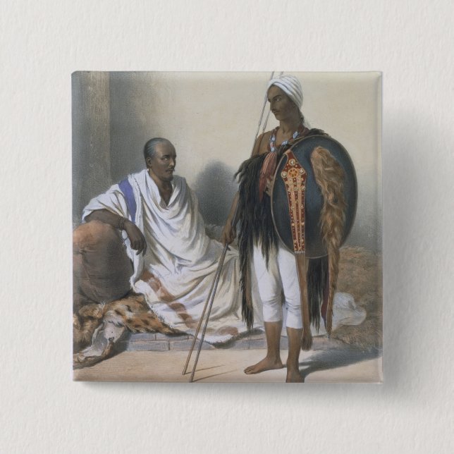 Abyssinian Priest and Warrior, illustration from ' 2 Inch Square Button (Front)