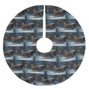 Abyssinian Snowy Sleigh Ride Christmas Decor Brushed Polyester Tree Skirt
