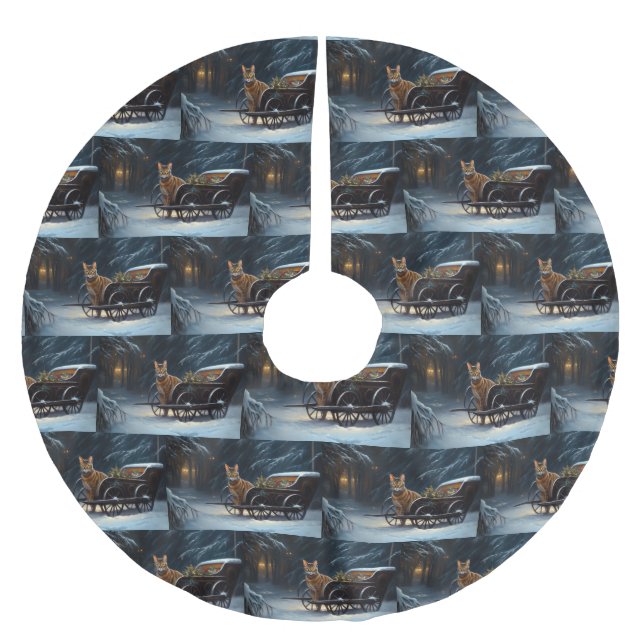 Abyssinian Snowy Sleigh Ride Christmas Decor Brushed Polyester Tree Skirt (Front)