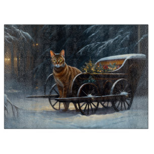 Abyssinian Snowy Sleigh Ride Christmas Decor Cutting Board