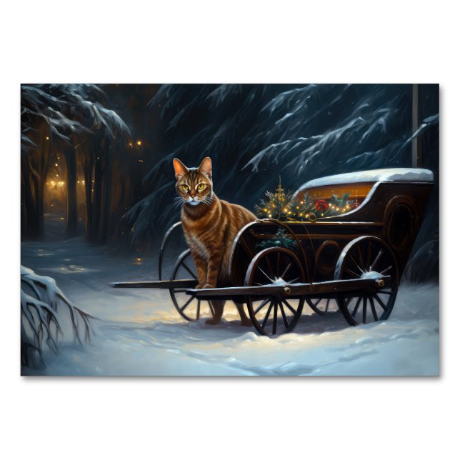 Abyssinian Snowy Sleigh Ride Christmas Decor Table Number (Front)