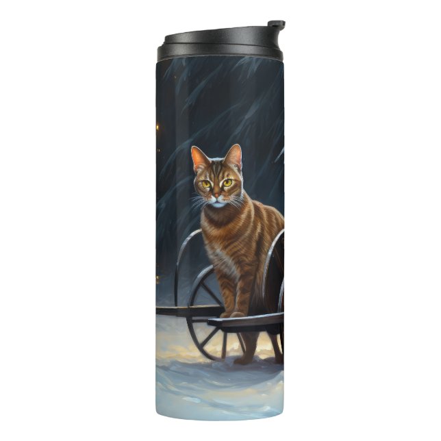 Abyssinian Snowy Sleigh Ride Christmas Decor Thermal Tumbler (Rotated Left)