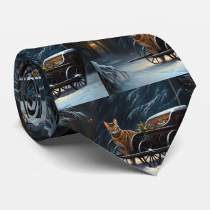 Abyssinian Snowy Sleigh Ride Christmas Decor Tie