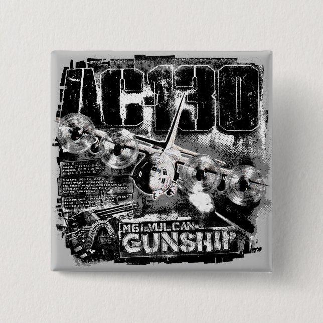 AC-130 2 INCH SQUARE BUTTON (Front)