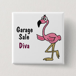 AC- Pink Flamingo Garage Sale Diva Button