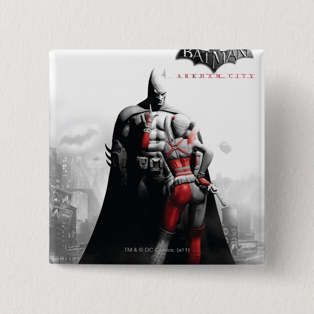 AC Poster - Batman & Harley 2 Inch Square Button (Front)