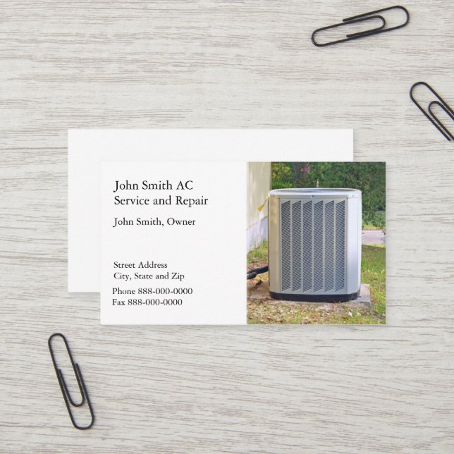 AC Service and Repair Business Card (Front/Back In Situ)