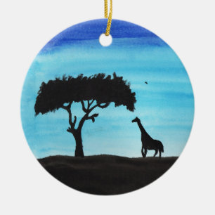 Acacia & Giraffe Ceramic Ornament