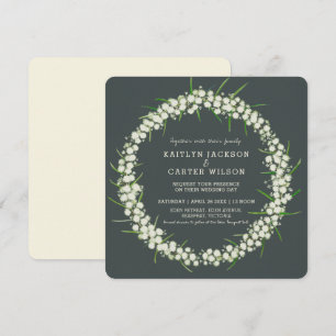 Acacia light wattle flower wreath art wedding invitation