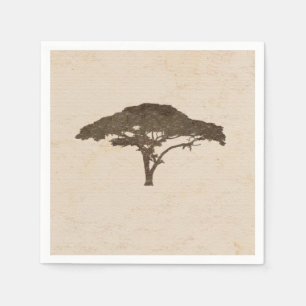 Acacia Tree African Safari Vintage Wedding Napkin