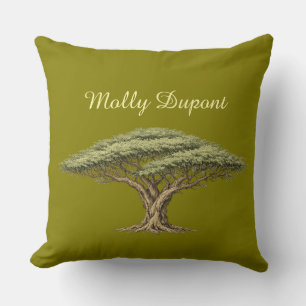 Acacia Tree Throw Pillow with Custom Name