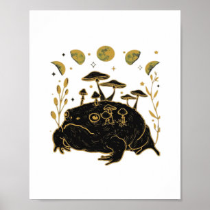 Academia Moon Witchy Goblincore Aesthetic Frog Cla Poster