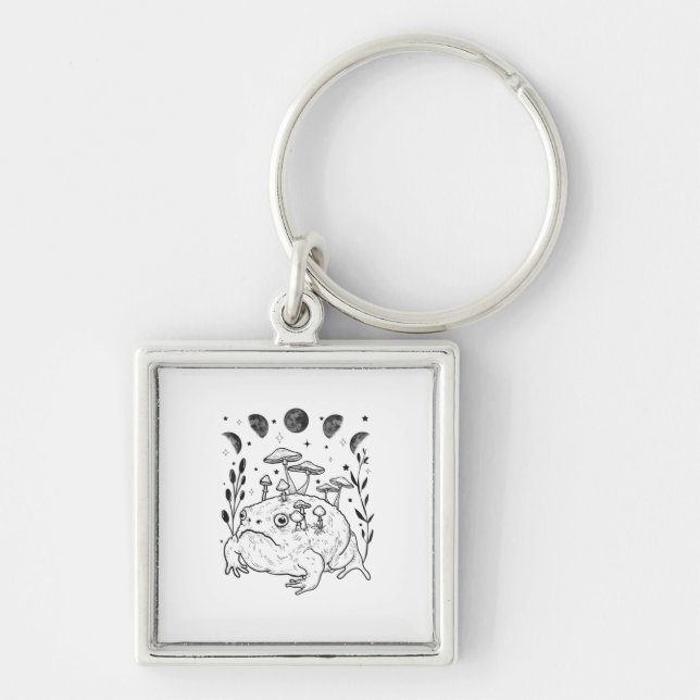 Academia Moon Witchy Goblincore Aesthetic Frog Keychain (Front)
