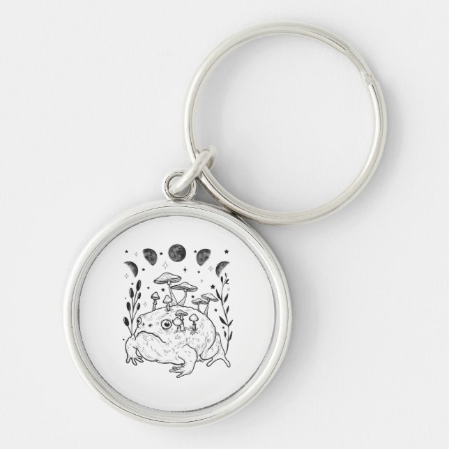 Academia Moon Witchy Goblincore Aesthetic Frog Keychain (Front)