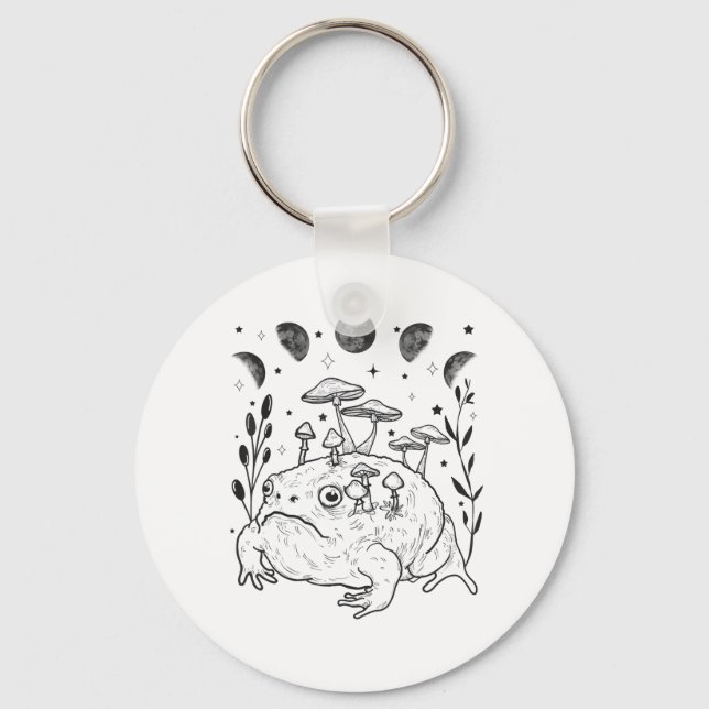Academia Moon Witchy Goblincore Aesthetic Frog Keychain (Front)