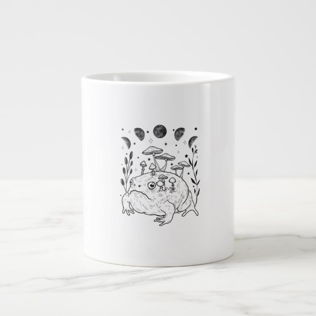 Academia Moon Witchy Goblincore Aesthetic Frog Large Coffee Mug (Front)