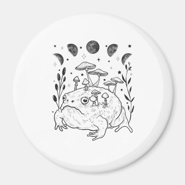 Academia Moon Witchy Goblincore Aesthetic Frog Magnet (Front)