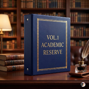 Academic Reserve Classic Typography Navy Gold Binder
