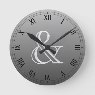 Academy Engraved Ampersand White Round Clock
