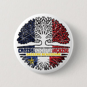 Acadia Acadian French France Tree Roots Flag 2 Inch Round Button