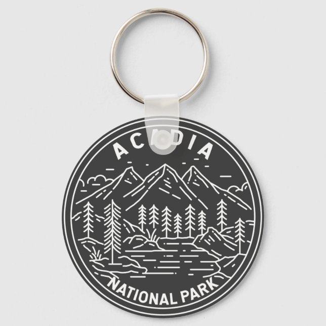 Acadia National Park Bar Harbor Monoline Keychain (Front)