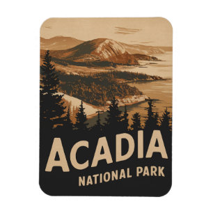 Acadia National Park Bar Harbor Vintage Art Magnet