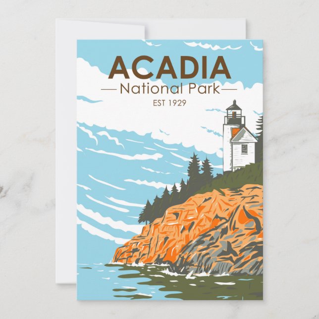 Acadia National Park Bar Harbour Lighthouse  Holiday Card (Front)