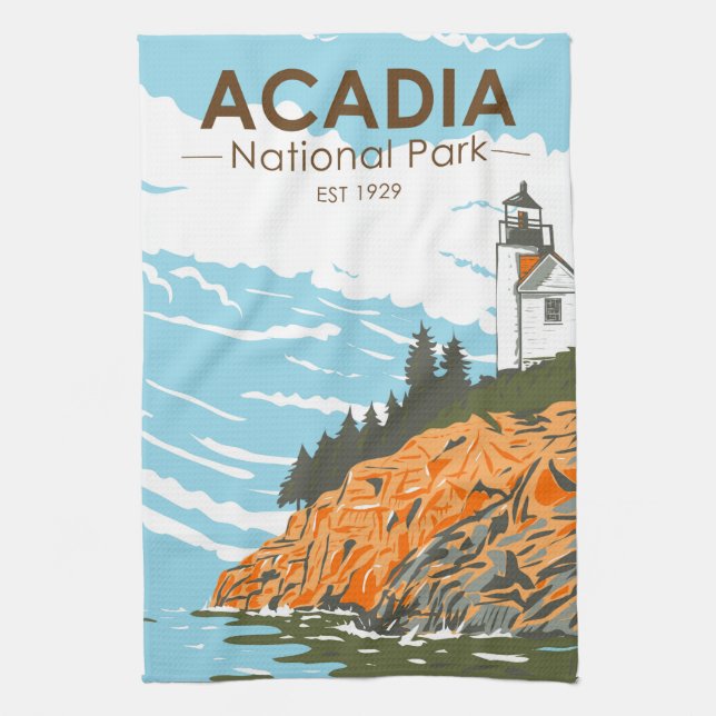 Acadia National Park Bar Harbour Lighthouse  Kitchen Towel (Vertical)