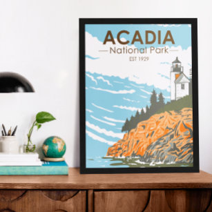 Acadia National Park Bar Harbour Lighthouse Maine Poster