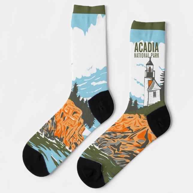 Acadia National Park Bar Harbour Lighthouse Socks (Left)
