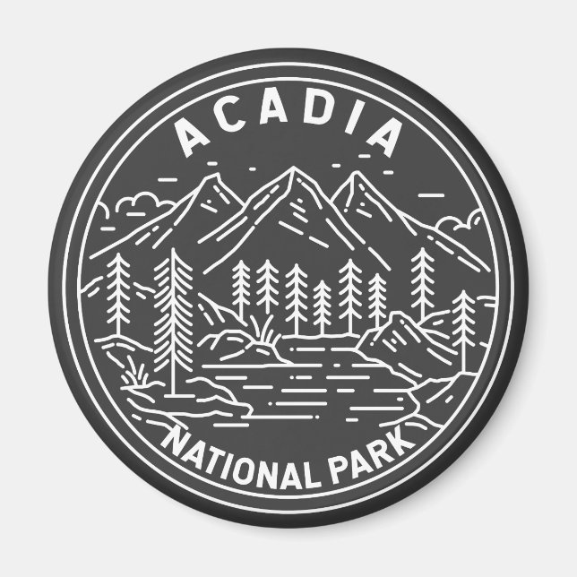 Acadia National Park Bar Harbour Monoline  Magnet (Front)
