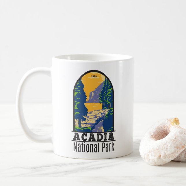 Acadia National Park Bar Harbour Ocean Path Maine Coffee Mug (With Donut)