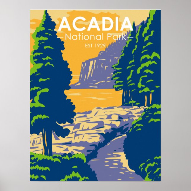 Acadia National Park Bar Harbour Ocean Path Poster (Front)