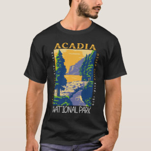 Acadia National Park Bar Harbour Otter Cliff Retro T-Shirt
