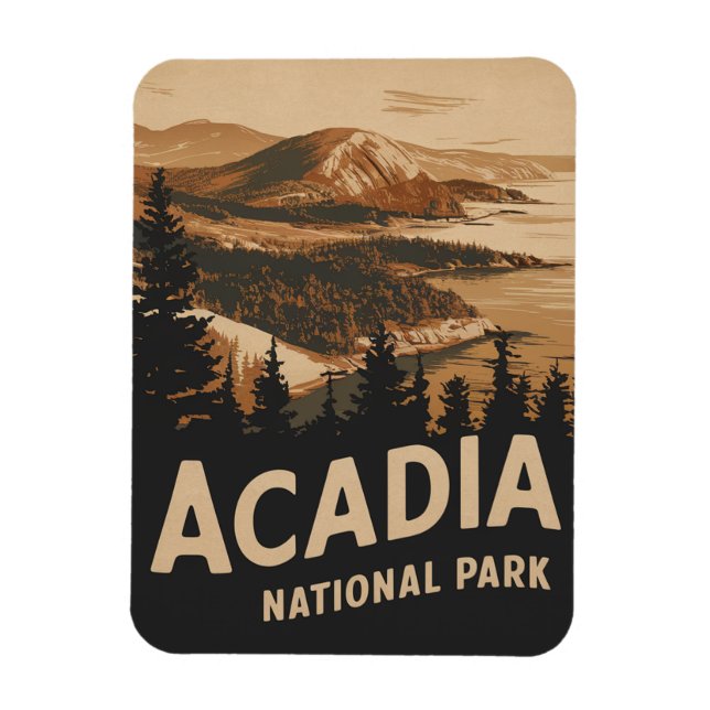Acadia National Park Bar Harbour Vintage Art Magnet (Vertical)