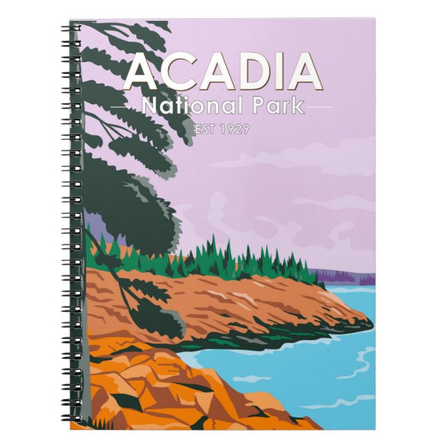 Acadia National Park Bar Harbour Vintage Notebook (Front)