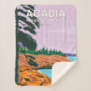Acadia National Park Bar Harbour Vintage Sherpa Blanket