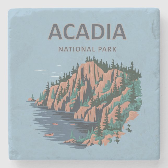 Acadia National Park Cadillac Mountain Stone Coaster (Front)
