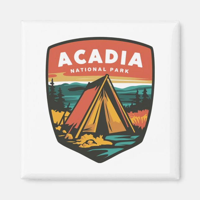 Acadia National Park Camping Emblem Magnet (Front)