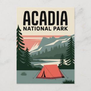 Acadia National Park Camping Vintage Postcard