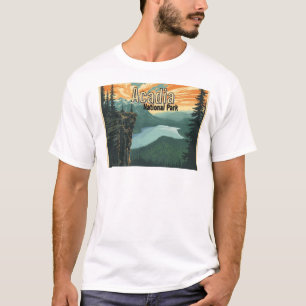 Acadia National Park Illustration Retro T-Shirt