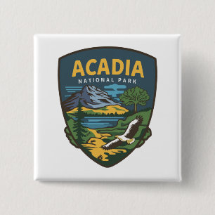 Acadia National Park Landscape Emblem 2 Inch Square Button