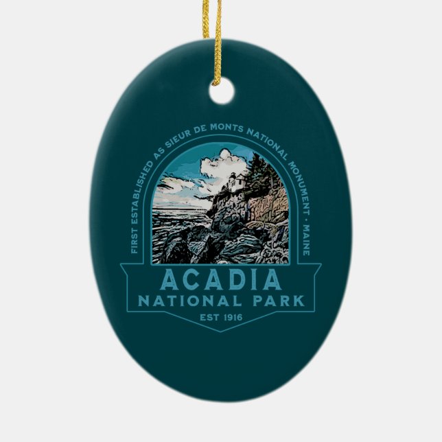 ACADIA NATIONAL PARK LIGHTHOUSE COLLECTOR HOLIDAY  CERAMIC ORNAMENT (Back)