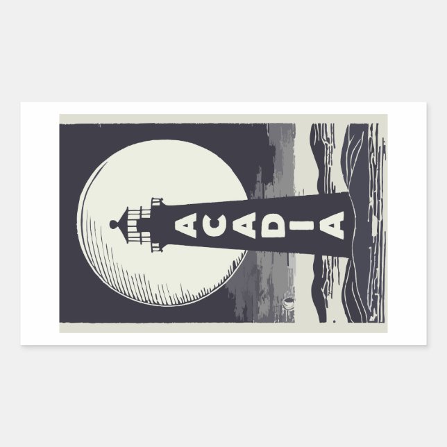 Acadia National Park Lighthouse Moon Sticker (Front)