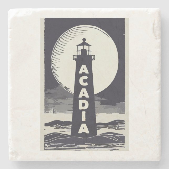 Acadia National Park Lighthouse Moon Stone Coaster (Front)