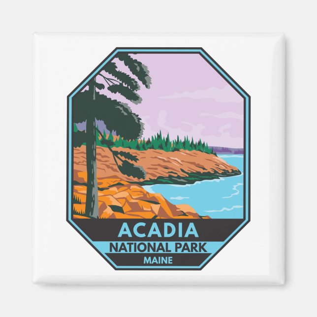 Acadia National Park Maine Bar Harbour Vintage Magnet (Front)